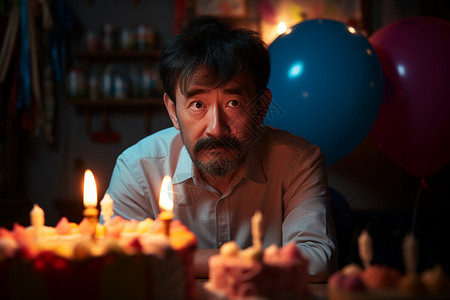 一个中年男子庆祝生日背景图片