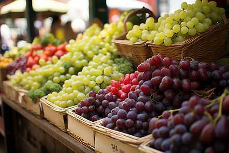 市场摊位上的水果背景图片