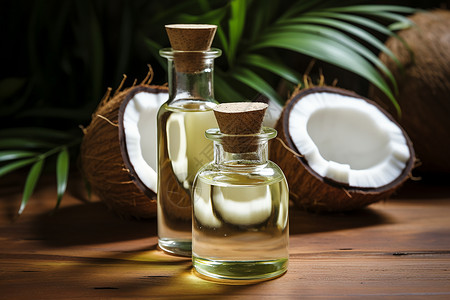 新鲜椰子油背景图片