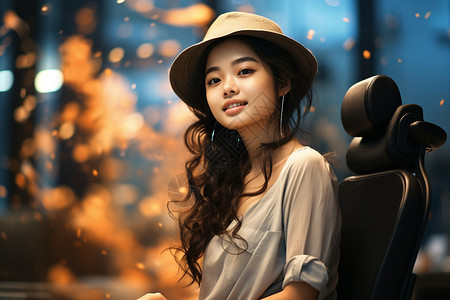 微笑的亚洲女性背景图片