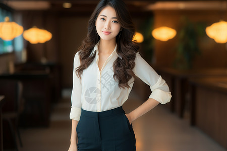 优雅的亚洲商务女性背景图片