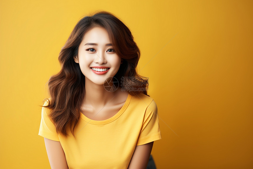 自信微笑的亚洲女子图片