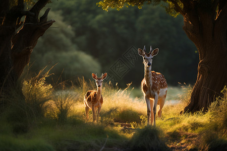 宁静森林中的鹿背景图片