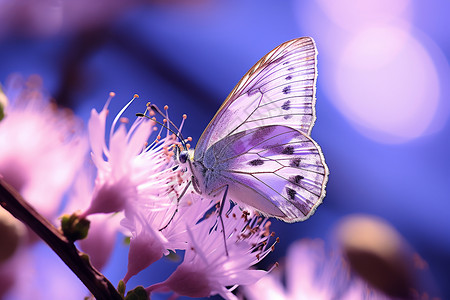 花朵上的动物蝴蝶背景图片