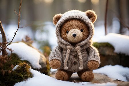 冬季可爱的手工熊背景图片