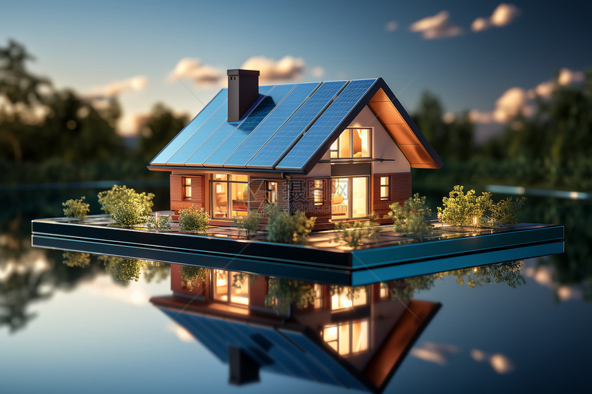 水面上漂浮的房屋模型图片