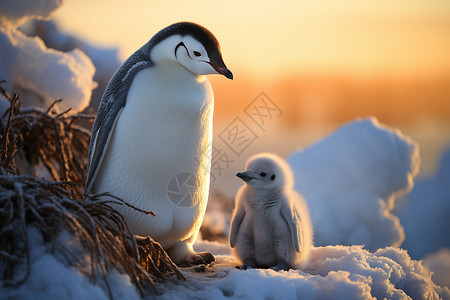 企鹅和企鹅宝宝背景图片