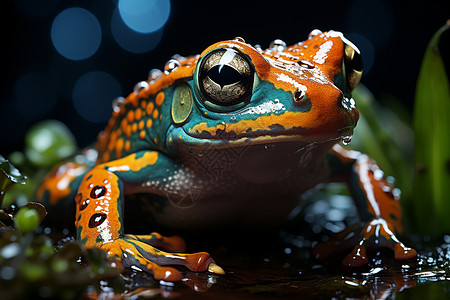 色彩鲜艳的斑蛙背景图片