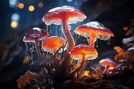苔藓与蘑菇蘑菇上的粘液设计图片