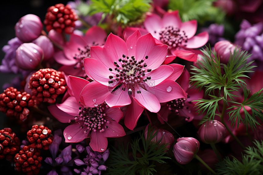 粉红色盛开的花朵图片