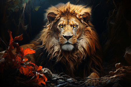 黑暗中的狮子背景图片
