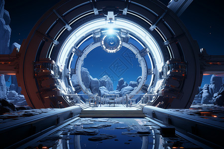 科技未来太空站背景图片