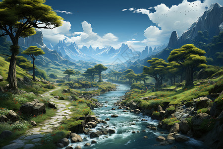 山谷的风景背景图片