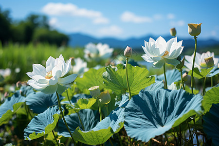 莲花悠然绽放背景图片