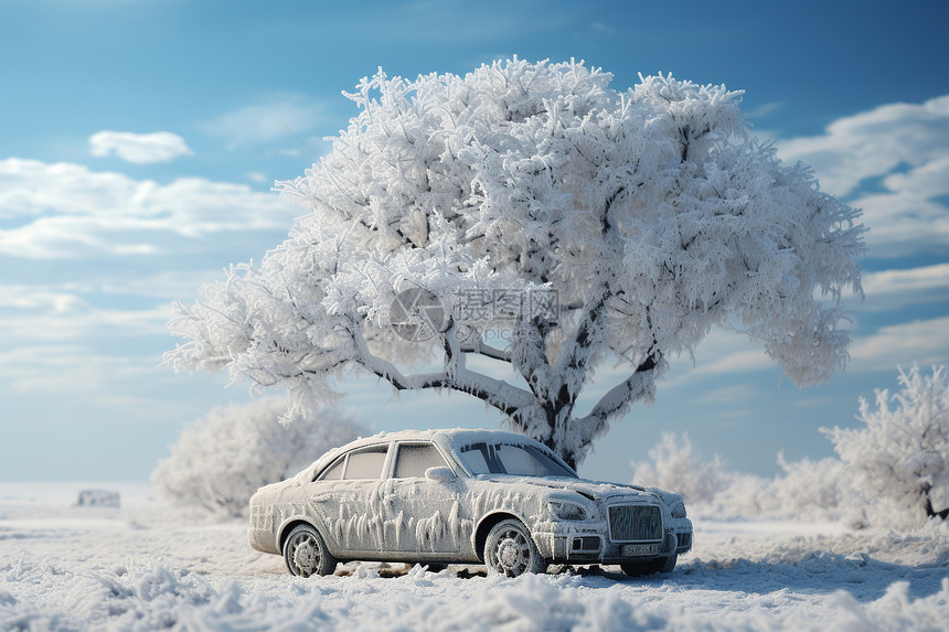 大雪覆盖的汽车图片