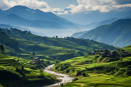 层层梯田背景图片