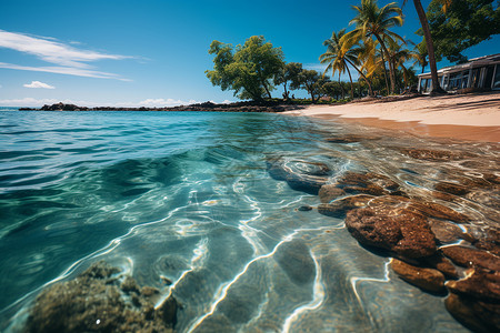 塔利波棕榈波纹荡漾的水面背景