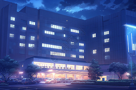 星光下的医院背景图片