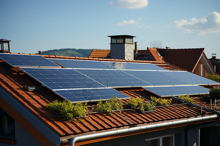 屋顶上的太阳能背景图片