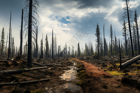砍伐的森林背景图片