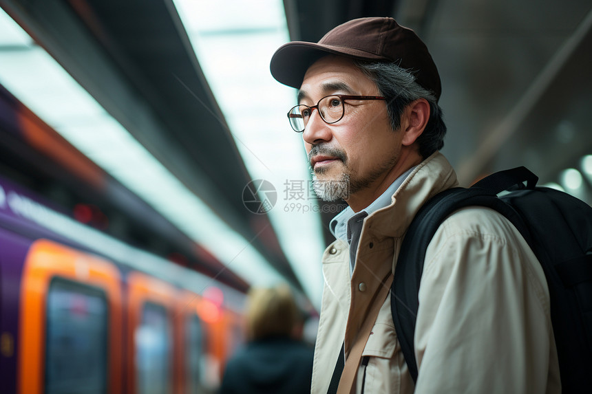 地铁站上的男子图片