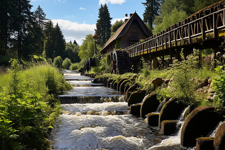 渠道计费林间流水背景