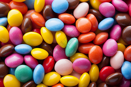 五彩斑斓的巧克力糖豆高清图片