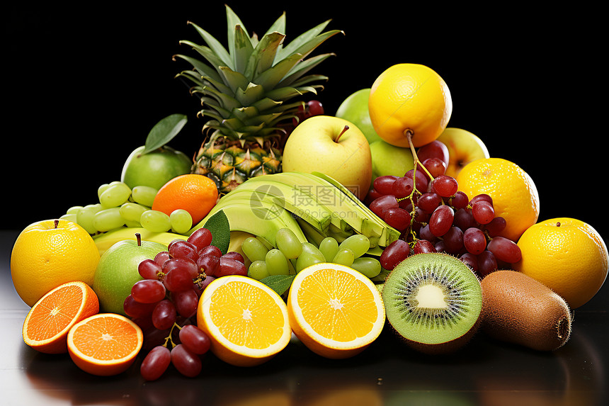 多样品种的新鲜水果图片