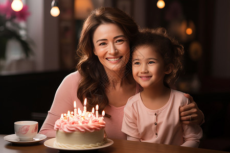 妈妈为女儿庆祝生日背景图片