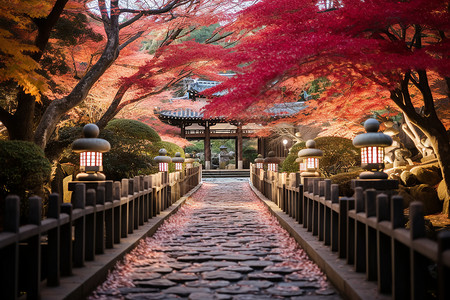 日本庭院景观背景图片