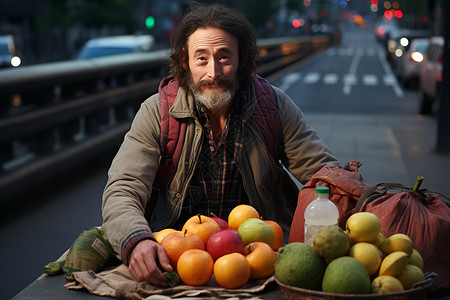 卖水果的男子背景图片
