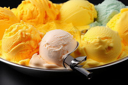 一碗冰淇淋球高清图片