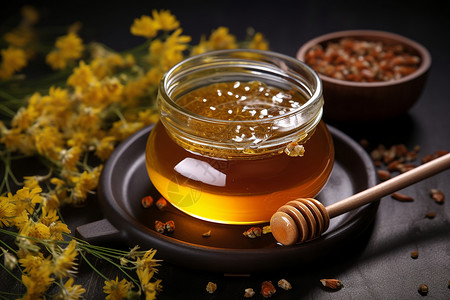 健康的蜂蜜百花蜜青茶高清图片