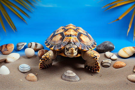 沙滩上的龟背景图片