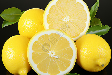 切开的新鲜柠檬背景图片