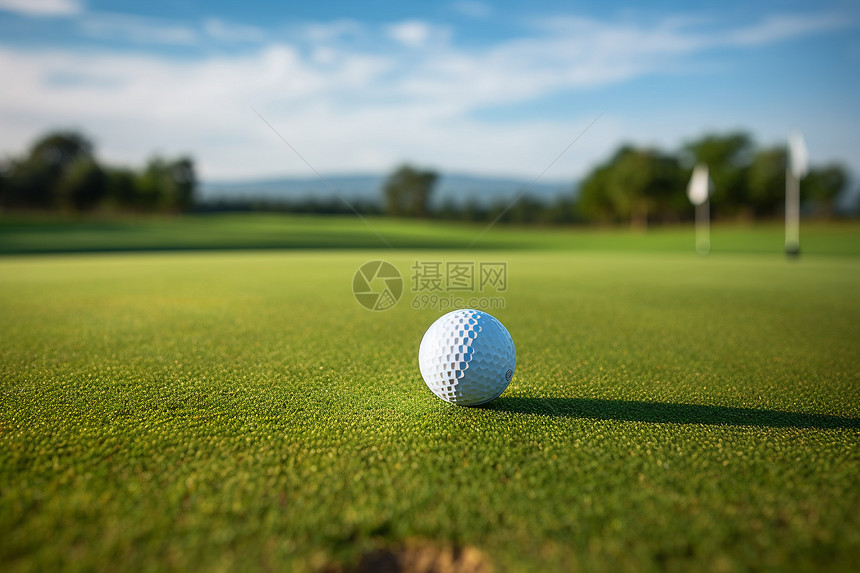 高尔夫球场上的一颗球图片