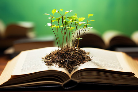 教科一本书中长出的植物设计图片