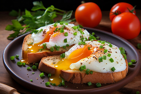 美味健康的早餐煎蛋面包背景图片