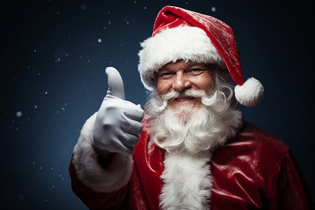 竖起大拇指的圣诞老人背景图片