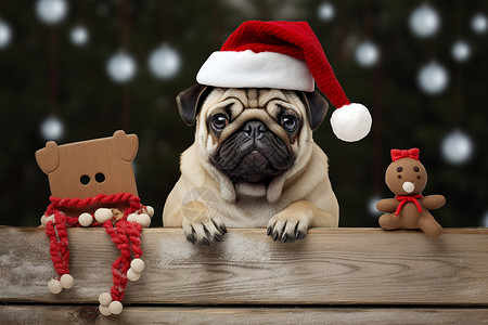 圣诞装扮的宠物狗狗背景图片