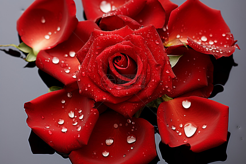 庆祝爱情的红色玫瑰花瓣图片