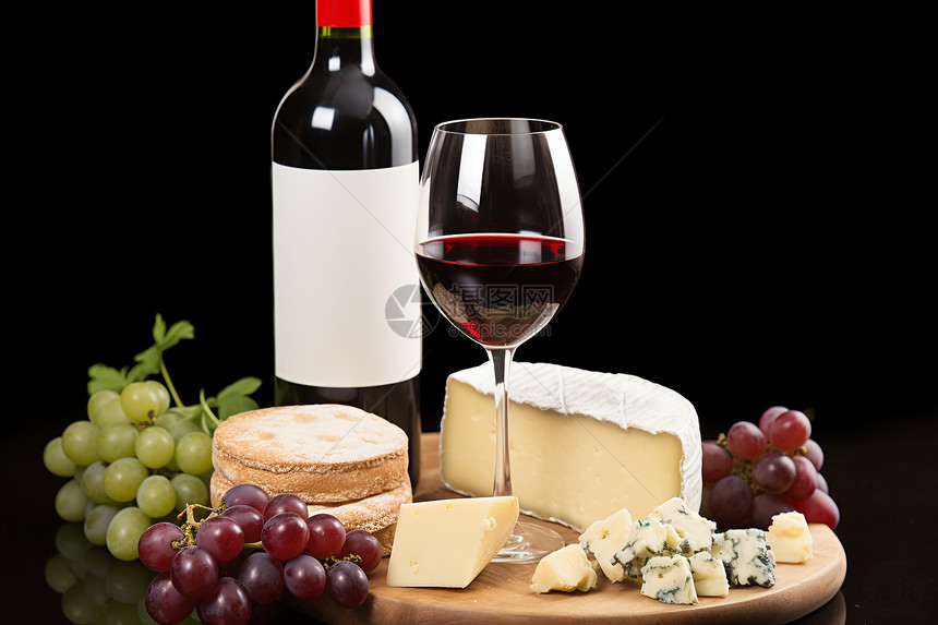 健康的葡萄酒和奶酪图片