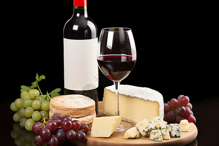 健康的葡萄酒和奶酪背景图片