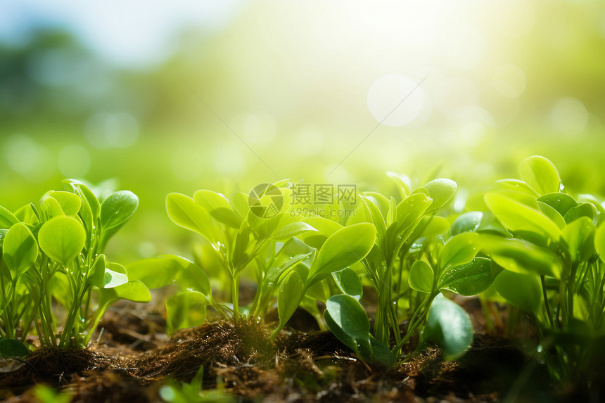 土壤中生长的小草图片