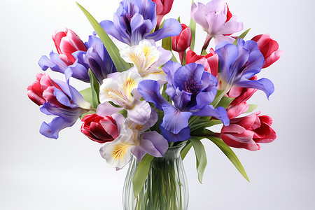 繁花盛开的鲜花花瓶背景图片