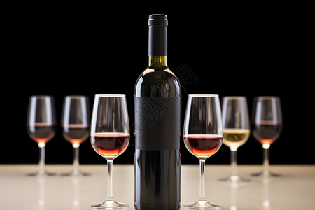 桌面上的红酒和红酒杯背景图片