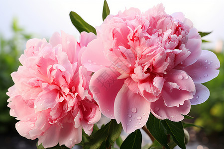 花园中绽放的粉色花朵背景图片