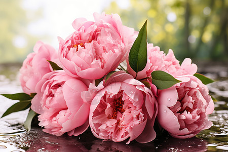 夏季花园中绽放的粉色花朵背景图片