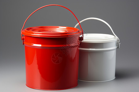 提手红色桶和白色桶的结合背景