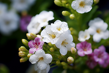 水珠点缀的花朵高清图片